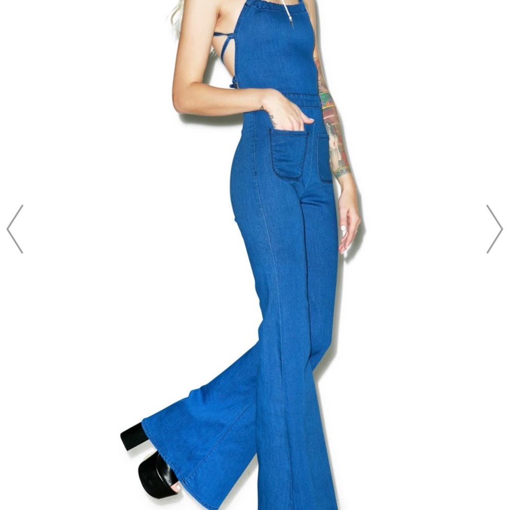 Pylo Denim Ladybird Jumpsuit Dollskill - Picture 1 of 5